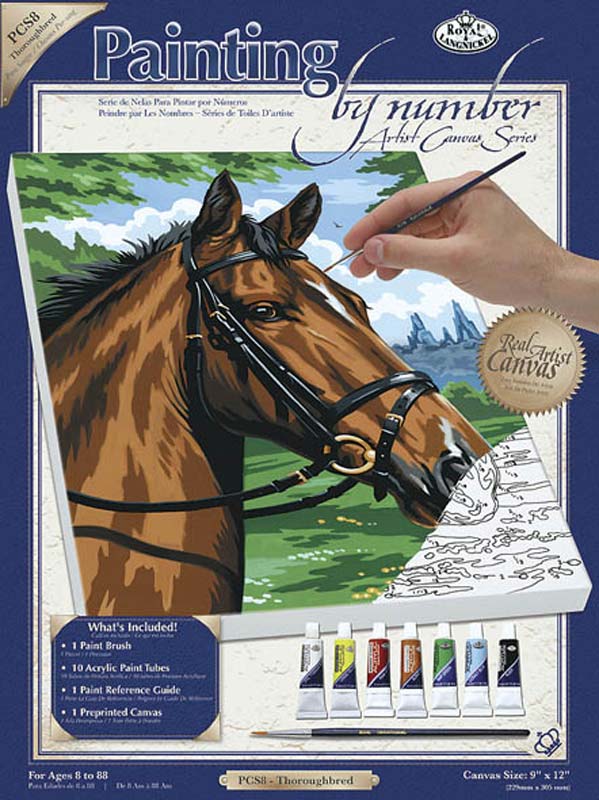 ROYAL BRUSH PCL2 Galda spēle Hobby Zīmējam pēc numuriem Horses in Field 28x35cm